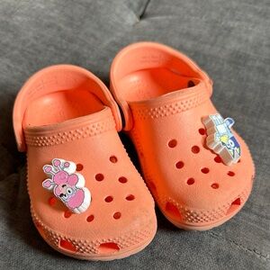 CROCS Kids Orange Sandals with Fun Charms